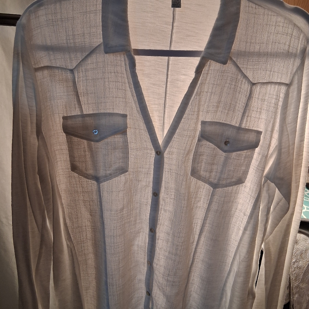 Lucky Brand White Button Blouse